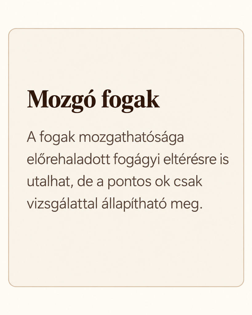 Fogágyi problémával összefüggő fogmozgathatóságot szemléltető ábra.