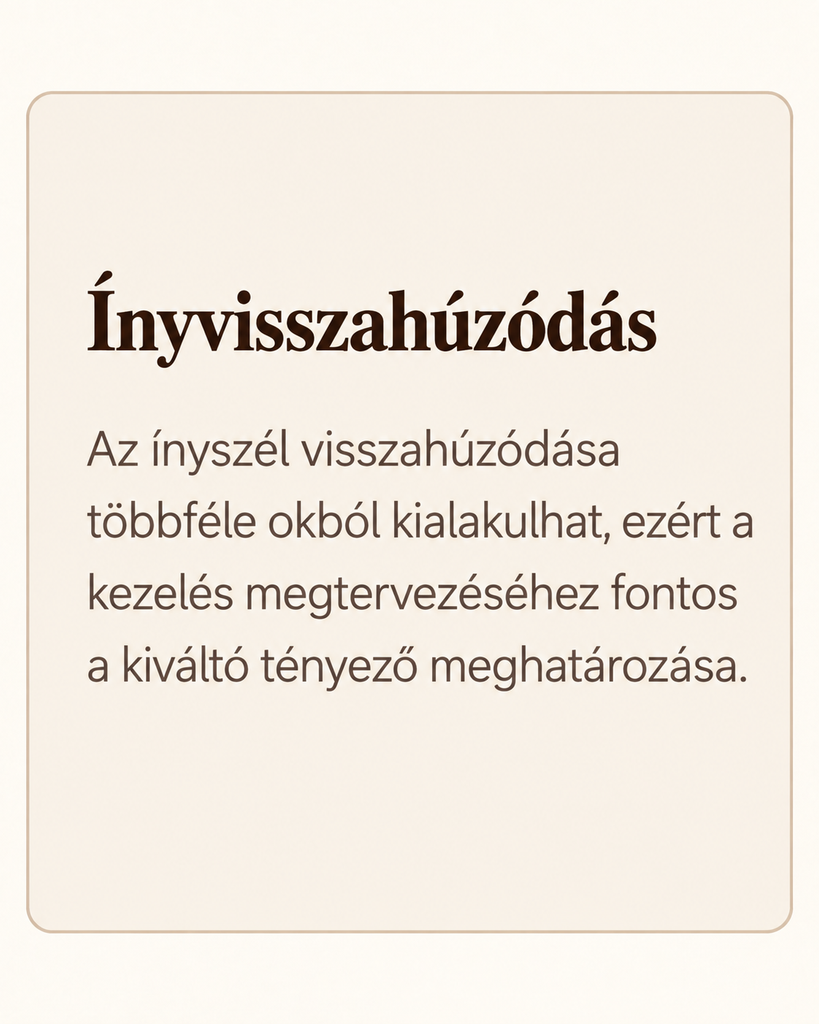 Visszahúzódott ínyszél és láthatóvá váló fognyak szemléltetése.