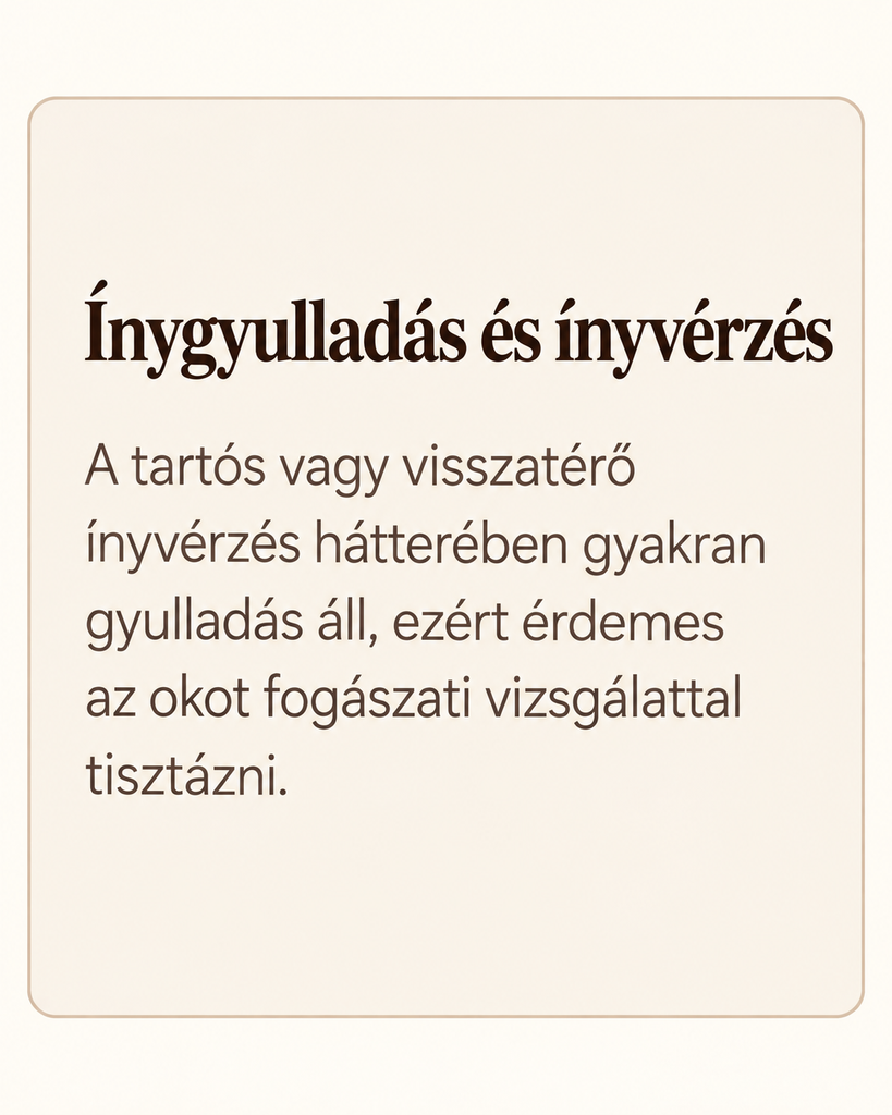 Gyulladt, vérző ínyt szemléltető fogászati ábra.
