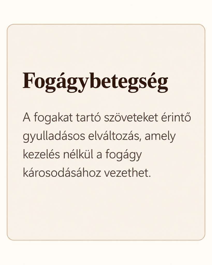 Fogágybetegséget és a fogakat tartó szövetek érintettségét szemléltető ábra.