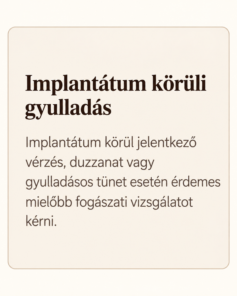 Fogimplantátum körüli gyulladt ínyszövet szemléltetése.